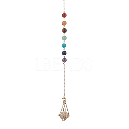 Chakra Mixed Synthetic & Natural Round Gemstone Pointed Dowsing Pendulums PALLOY-JF02520-02-1