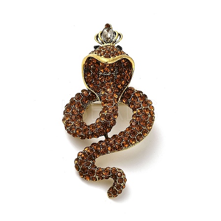 Snake Rhinestone Brooch Pin JEWB-A034-08AG-1