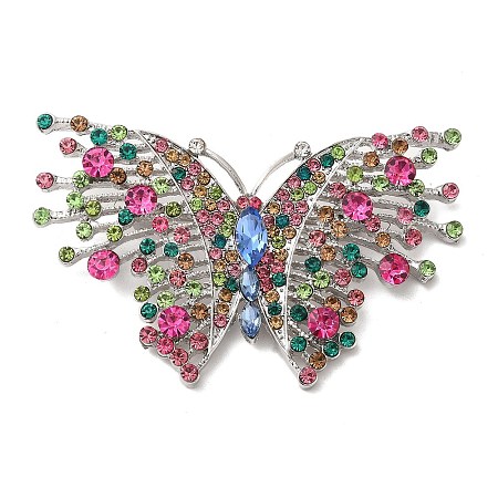 Butterfly Alloy Colorful Rhinestone Brooch JEWB-R025-05-1
