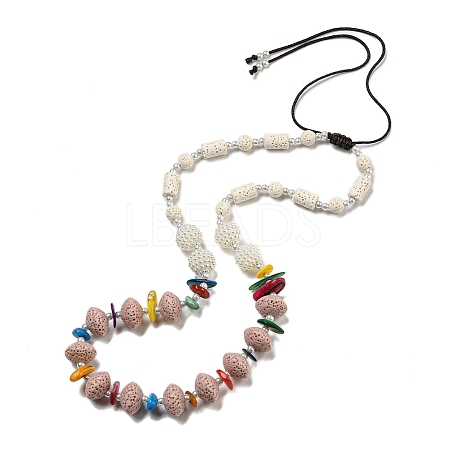 Dyed Lava Rock with Shells NJEW-Z031-01A-1
