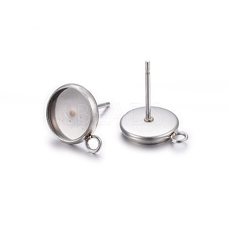 Non-Tarnish 304 Stainless Steel Stud Earring Settings LS-X-STAS-H467-08P-10mm-1