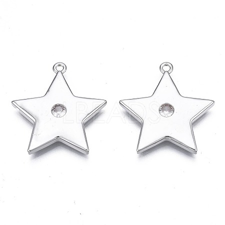 Brass Micro Pave Clear Cubic Zirconia Pendants KK-N232-206-1