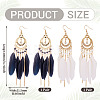 2Pairs 2 Colors Feather Chandelier Earrings EJEW-TA0001-81E-3