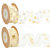 2 Rolls 2 Styles Valentine's Day Hot Stamping Polka Dot & Word Organza Ribbons SRIB-FG0001-17-1