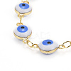 Brass Enamel Evil Eye Link Bracelets BJEW-JB06179-4