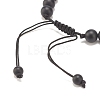 Natural Frosted Dyed & Heated Black Agate & Tiger Eye Braided Bead Bracelet with Alloy Crown BJEW-JB08249-03-5