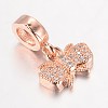 Butterfly Brass Micro Pave Cubic Zirconia Large Hole European Dangle Charms ZIRC-F022-01-2