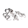 Non-Tarnish 3 Pairs 304 Stainless Steel Triple Heart Stud Earrings for Women EJEW-K279-04P-3