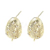Brass Micro Pave Clear Cubic Zirconia Stud Earring Findings KK-Z106-02G-02-1