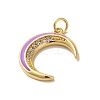 Moon Rack Plating Brass Micro Pave Cubic Zirconia Enamel Pendants KK-G504-06G-05-2