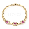 Cubic Zirconia Oval Link Chain Bracelet BJEW-Z069-01G-02-1