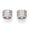 Rhodium Plated 925 Sterling Silver Micro Pave Cubic Zirconia Beads STER-T004-95P-2