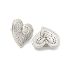 Heart Brass Pave Clear Cubic Zirconia Stud Earrings EJEW-M258-32P-2