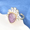 Brass with Natural Amethyst Finger Rings GG-CBACC2B-07G-07-3
