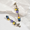 Alloy & Resin & Rhinestone Bird with Flower Stud Dangle Earrings for Women WG2278B-01-1