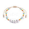 Love Word Acrylic Cube Braided Beaded Bracelets BJEW-TA00068-01-1