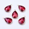 Golden Tone Brass Glass Teardrop Pendants GLAA-M006-A-09G-1