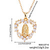 Vintage Brass Cubic Zirconia Religious Virgin Mary Heart Hollow Pendant Necklaces LS-AB7554-2-1