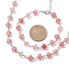 Rondelle Cherry Quartz Glass Links Bracelets & Necklaces Sets SJEW-JS01295-01-3