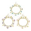3Pcs 3 Styles Ocean Alloy Enamel Starfish Shell Charm 304 Stainless Steel Figaro Chain Anklets with Natural Amethyst & Rose Quartz & Synthetic Turquoise Chip Beads AJEW-AN00883-3