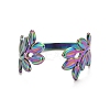 Ion Plating(IP) Rainbow Color 304 Stainless Steel Leaf Open Cuff Ring for Women RJEW-C025-09M-2