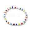 White Acrylic & Glass Seed Beaded Stretch Bracelets for Women BJEW-JB10344-1