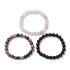 3Pcs 3 Styles Natural Mixed Gemstone Round Beaded Stretch Bracelets Set BJEW-JB10139-01-4