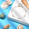 CCB Plastic Pearl Beaded Anklet with Paperclip Chains AJEW-AN00543-2