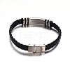 Jewelry Black Color PU Leather Cord Bracelets BJEW-G467-14-2