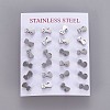 Tarnish Resistant 304 Stainless Steel Kitten Stud Earrings X-EJEW-F227-11P-3