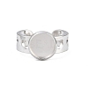 Hollow Heart 304 Stainless Steel Cuff Ring Components SA-CBA82C8-02B-P-2