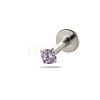 G23 Titanium Alloy Cubic Zirconia 17 Gauge Flat Round Threadless Labrets WG94BD7-17-1
