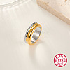 Two Tone 925 Sterling Silver Grooved Finger Rings KZ3261-5-1