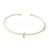 Rack Plating Brass Micro Pave Clear Cubic Zirconia Letter Open Cuff Bangles BJEW-A018-01G-I-2
