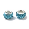 Polymer Clay Rhinestone European Large Hole Beads with Silver Color Plated Brass Cores FPDL-R002-12-3