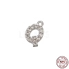 Real Platinum Plated Rhodium Plated 925 Sterling Silver Micro Pave Clear Cubic Zirconia Charms STER-P054-10P-Q-1