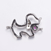 Brass Micro Pave Cubic Zirconia Puppy Links Connectors ZIRC-G125-02A-P-2