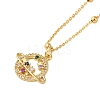 Brass Pave Cubic Zirconia Planet Pendant Necklaces for Women NJEW-S429-02G-01-1