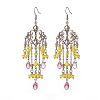 Glass Teardrop Tassel Chandelier Earrings EJEW-TA00184-03-1