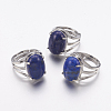 Natural Lapis Lazuli Wide Band Finger Rings X-RJEW-K224-A15-3