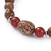 Unisex Wood Beads Stretch Bracelets BJEW-JB04958-01-2