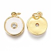Brass Micro Pave Clear Cubic Zirconia Charms ZIRC-B002-32G-C-2
