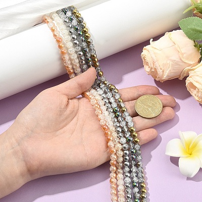 1Strand Electroplated Crackle Glass Beads Strands EGLA-YW0005-45A-1