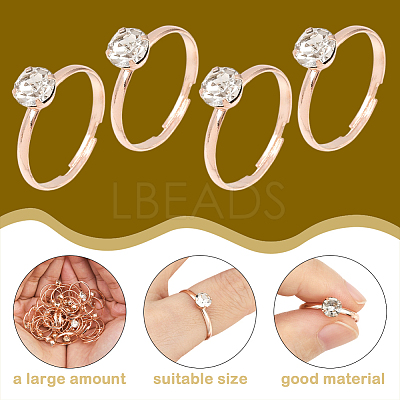 40Pcs Adjustable Alloy Rhinestone Finger Rings for Women RJEW-SP0001-02RG-1