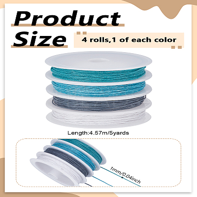 20 Yards 4 Colors Waxed Cotton Thread Cords YC-LP0001-05C-1
