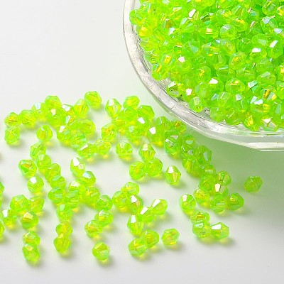 Bicone AB Color Plated Eco-Friendly Transparent Acrylic Beads TACR-A003-6mm-35-1