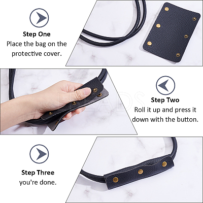 4Pcs Detachable PU Imitation Leather Bag Handle Wrap PURS-BBC0001-08A-1