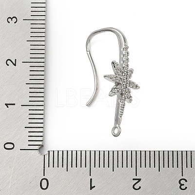 Brass Micro Pave Clear Cubic Zirconia Hoop Earring Findings KK-H521-01P-1