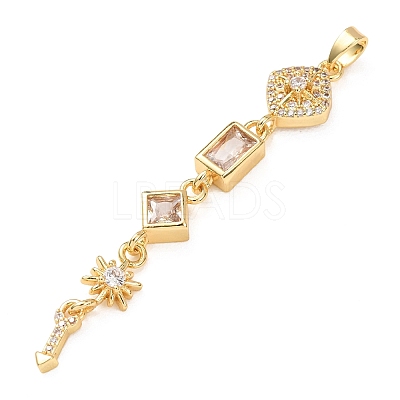 Tassel Brass Micro Pave Clear Cubic Zirconia Big Pendants KK-L271-01G-12-1