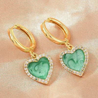 Brass Micro Pave Cubic Zirconia Hoop Dangle Earrings KK-CBA8324-16G-01-1